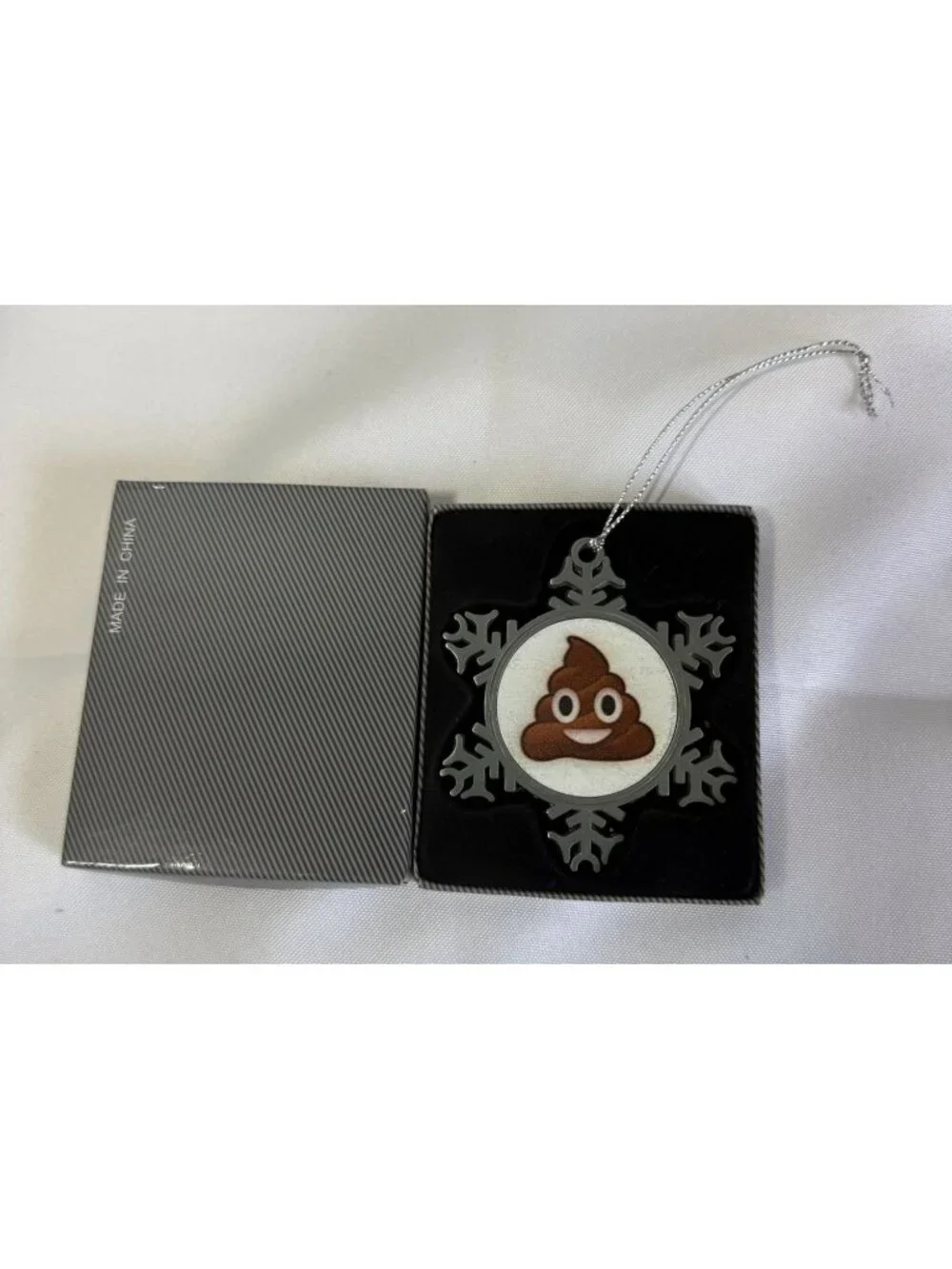 Christmas Tree Decoration Poop Emoji Snowflake Ornament XMAS Tree Poop Face NIB